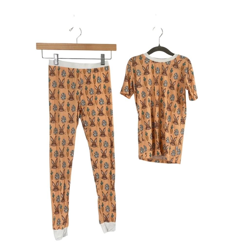 Southern Slumber Rabbit Easter Carrot Egg Bamboo Peach PJs Gender Neutral 9/10
